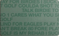 a green coaster with the words for birds suck golf shot