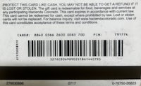 the back of a card with a barcode on it