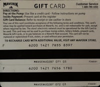 a picture of a maverick gift card