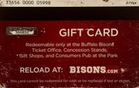 Bisons gift card